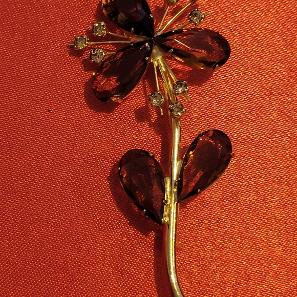 MADE IN AUSTRIA, SMOKY QUARTZ, AND RHINESTONE BROOCH - Picture 4 of 10